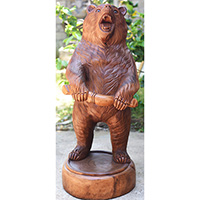 Wooden Bear, Handmade From Suar Wood