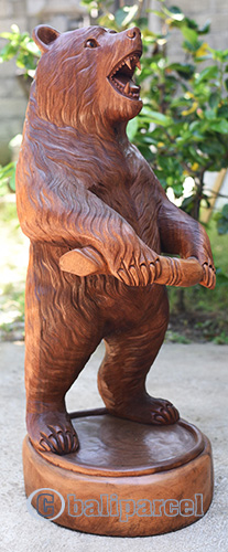 Wooden Bear, Handmade From Suar Wood