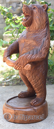 Wooden Bear, Handmade From Suar Wood