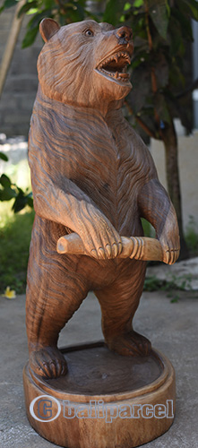 Wooden Bear, Handmade From Suar Wood