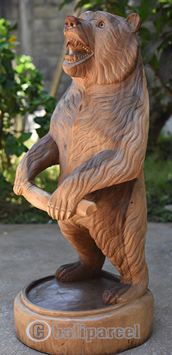 Wooden Bear, Handmade From Suar Wood