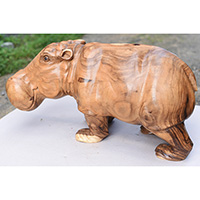 Wooden Hippopotamus, Handmade From Suar Wood With Natural Polished