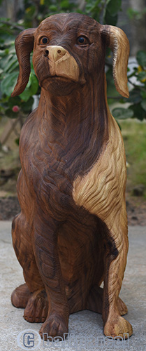 Wooden Dog, Handmade From Suar Wood