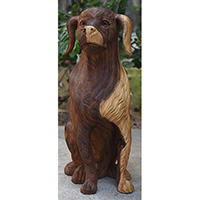 Wooden Dog, Handmade From Suar Wood