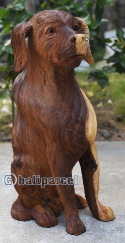 Wooden Dog, Handmade From Suar Wood