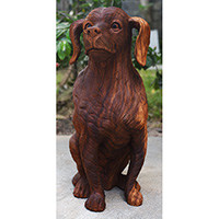 Wooden Dog, Handmade From Suar Wood