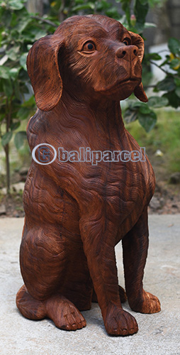 Wooden Dog, Handmade From Suar Wood