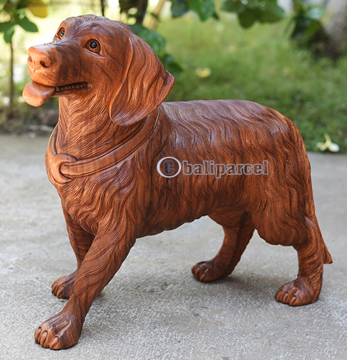Wooden Dog, Handmade From Suar Wood