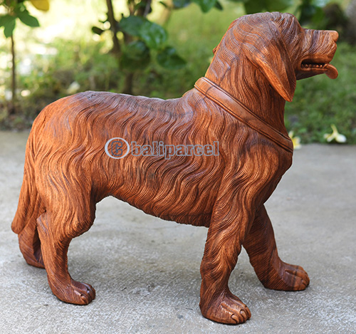 Wooden Dog, Handmade From Suar Wood