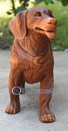 Wooden Dog, Handmade From Suar Wood