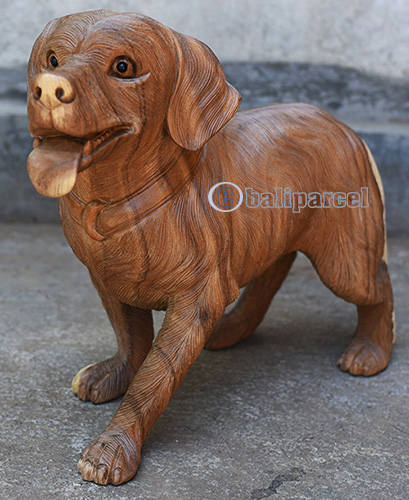 Wooden Dog, Handmade From Suar Wood