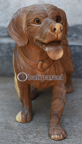 Wooden Dog, Handmade From Suar Wood