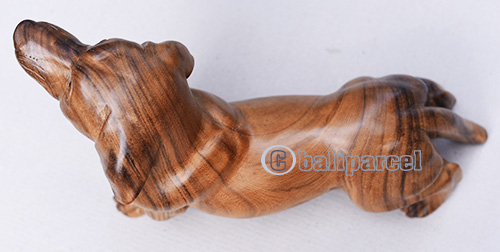 Wooden Dog, Handmade From Suar Wood With Natural Polished