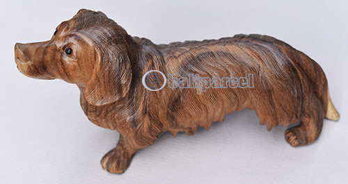 Wooden Dog, Handmade From Suar Wood With Natural Polished