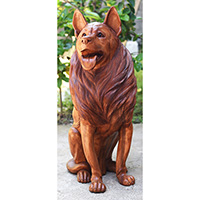 Wooden Dog, Handmade From Suar Wood