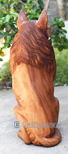 Wooden Dog, Handmade From Suar Wood