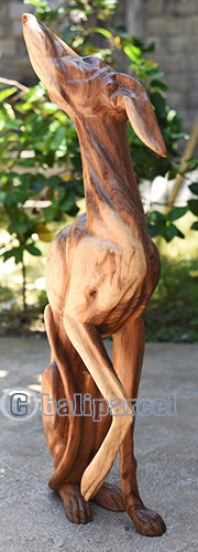 Wooden Dog, Hand Carved From Suar Wood