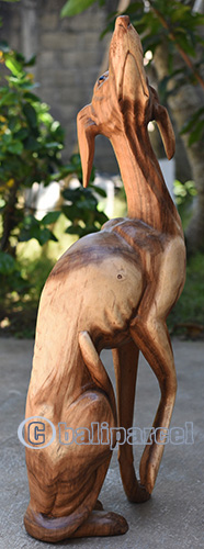 Wooden Dog, Hand Carved From Suar Wood