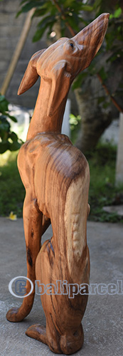 Wooden Dog, Hand Carved From Suar Wood