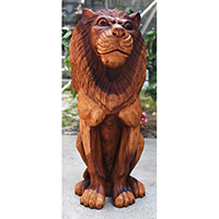 Wooden Lion, Handmade From Suar Wood