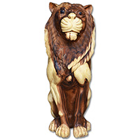 Wooden Lion, Handmade From Suar Wood