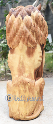 Wooden Lion, Handmade From Suar Wood