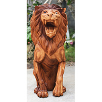 Wooden Lion, Handmade From Suar Wood