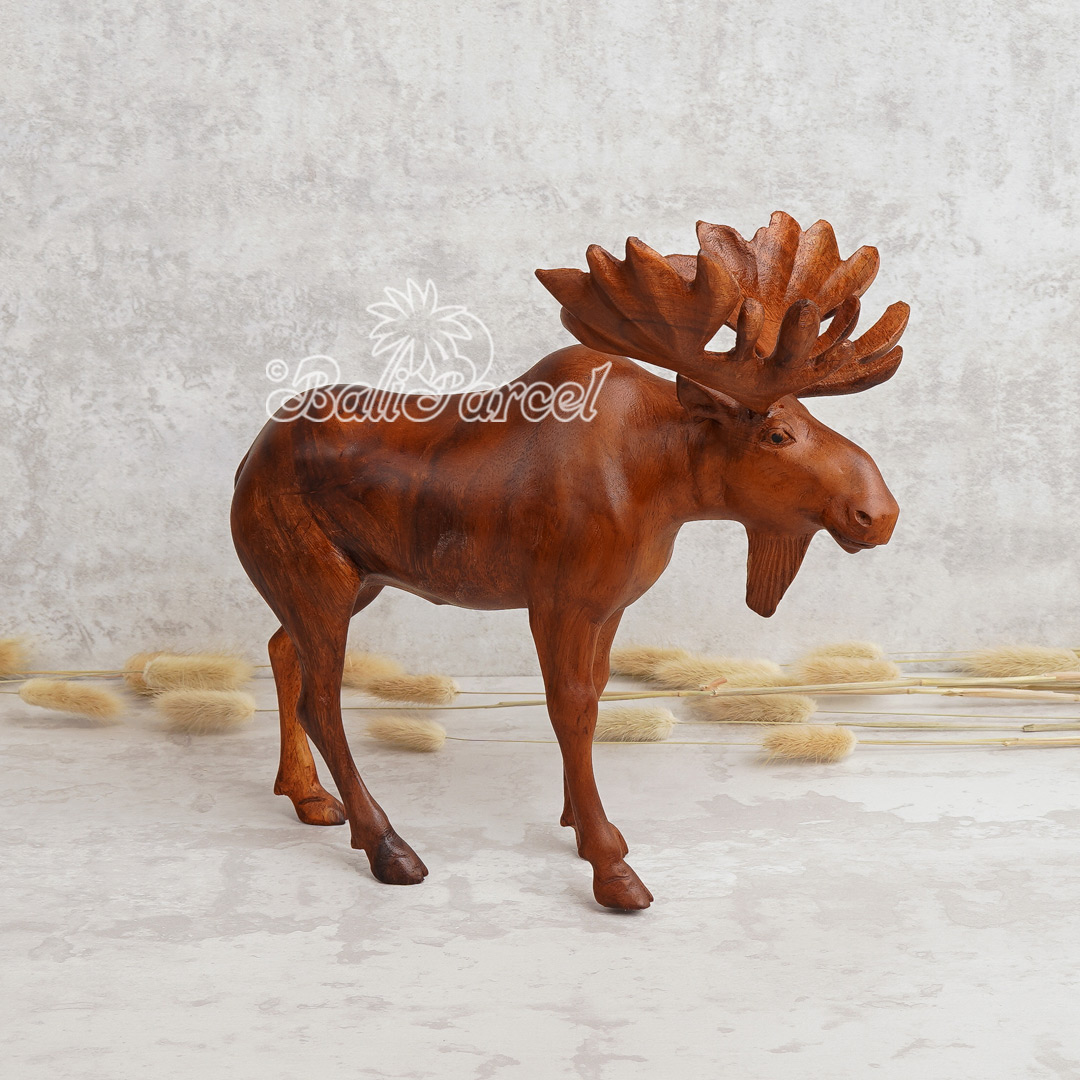 Wooden Deer, Handmade From Suar Wood