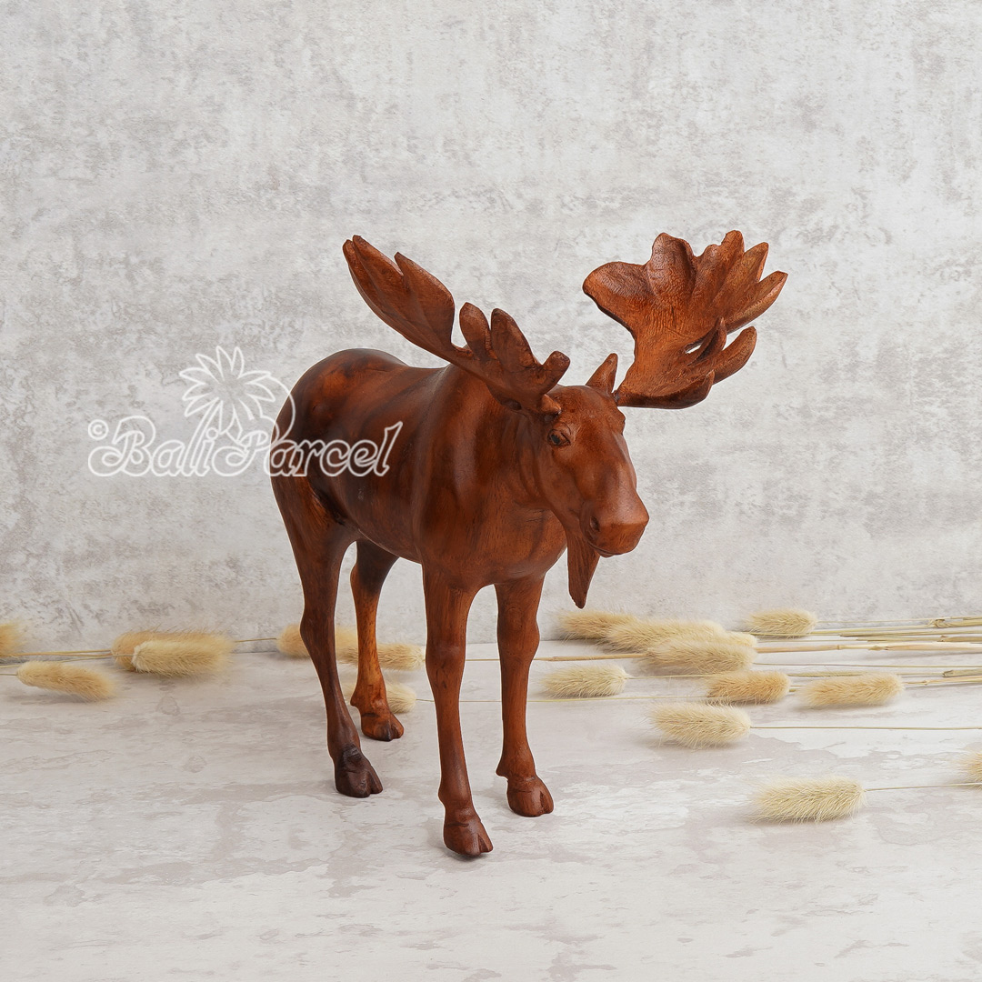 Wooden Deer, Handmade From Suar Wood