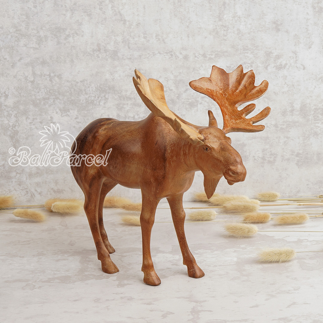 Wooden Deer, Handmade From Suar Wood