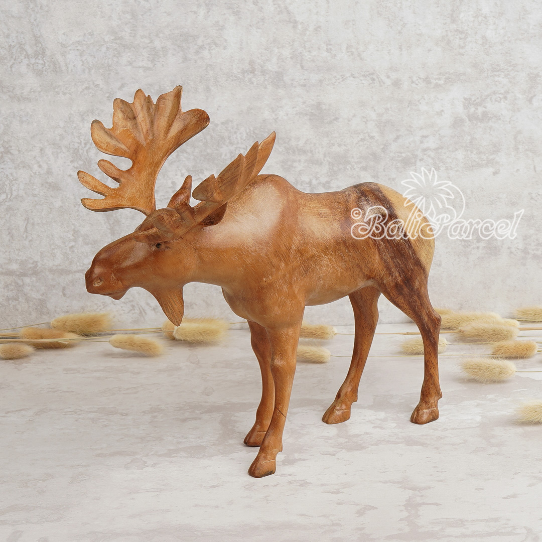 Wooden Deer, Handmade From Suar Wood
