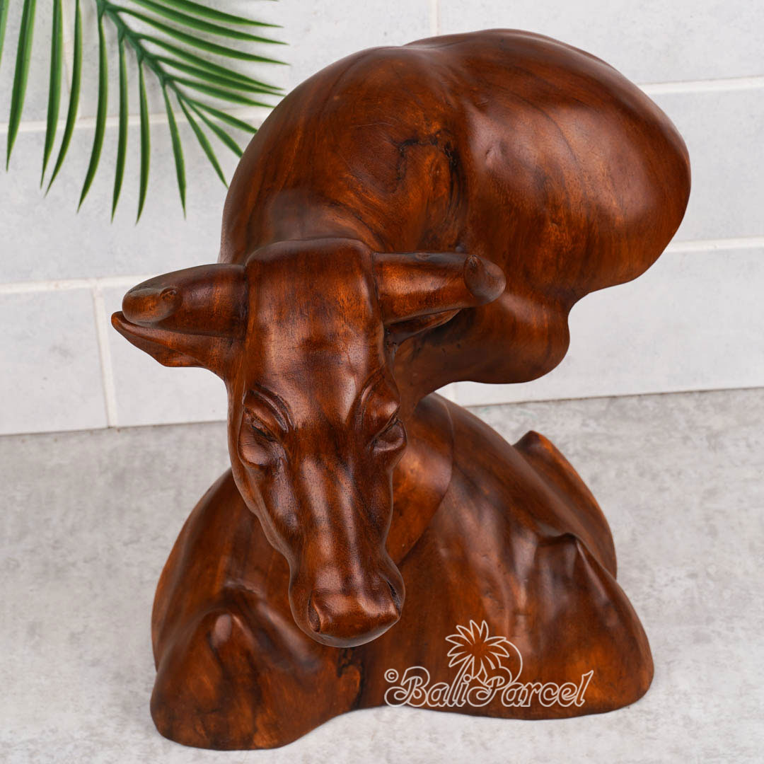 Wooden Buffalo Head, Hand Made From Suar Wood