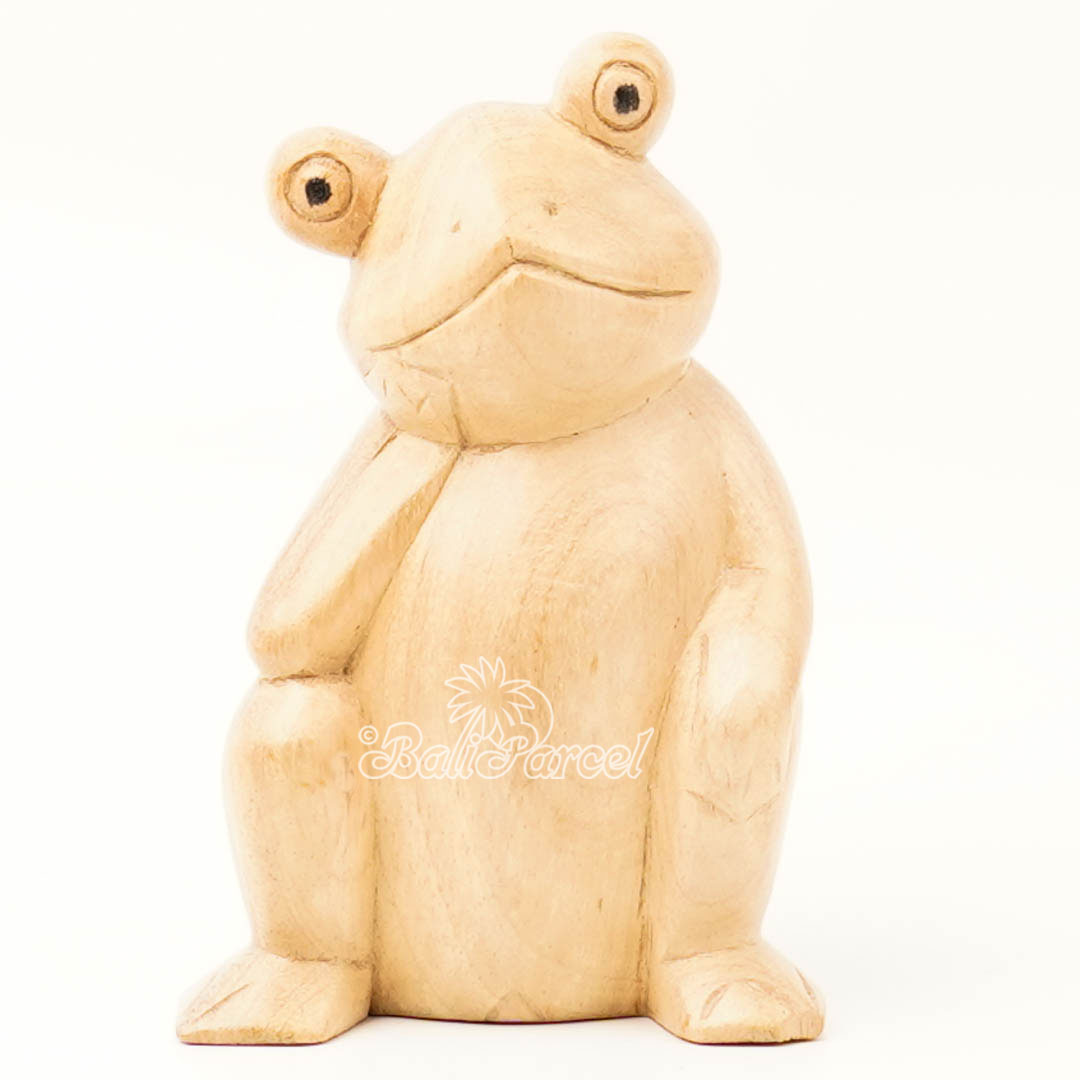 Wooden Dreamy Frog, Handmade From Pinus Wood