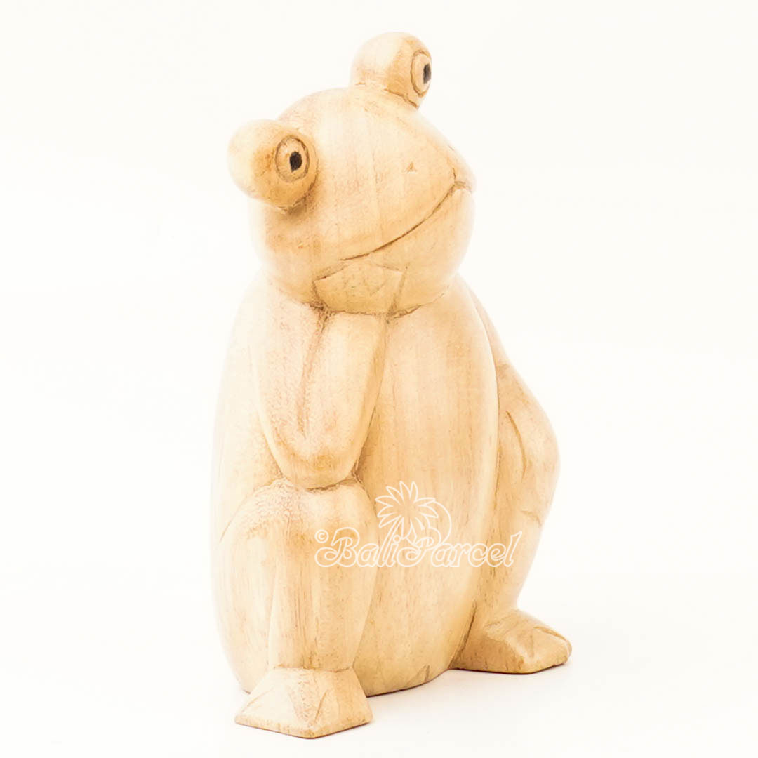 Wooden Dreamy Frog, Handmade From Pinus Wood
