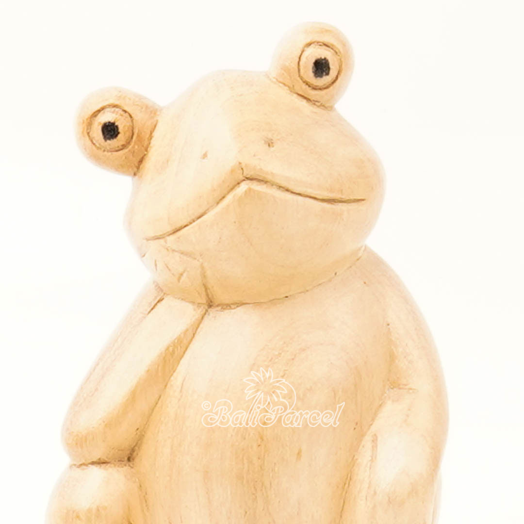 Wooden Dreamy Frog, Handmade From Pinus Wood