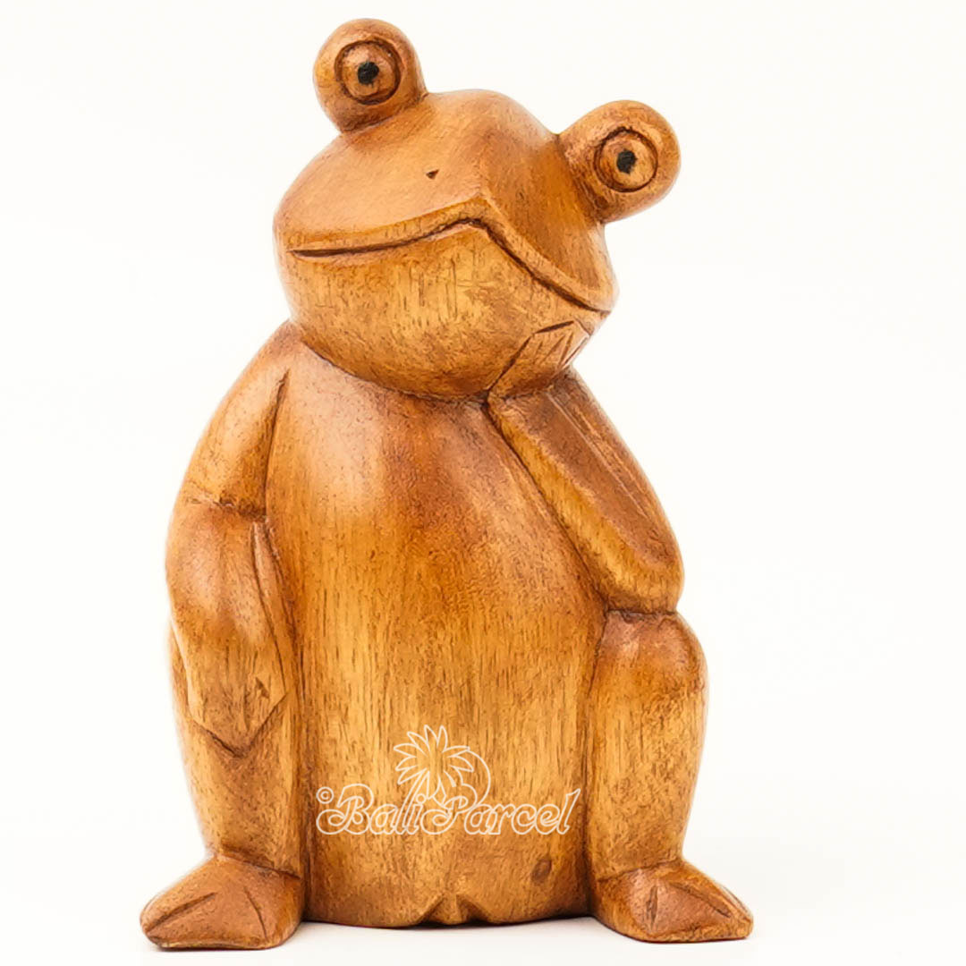 Wooden Dreamy Frog, Handmade From Pinus Wood