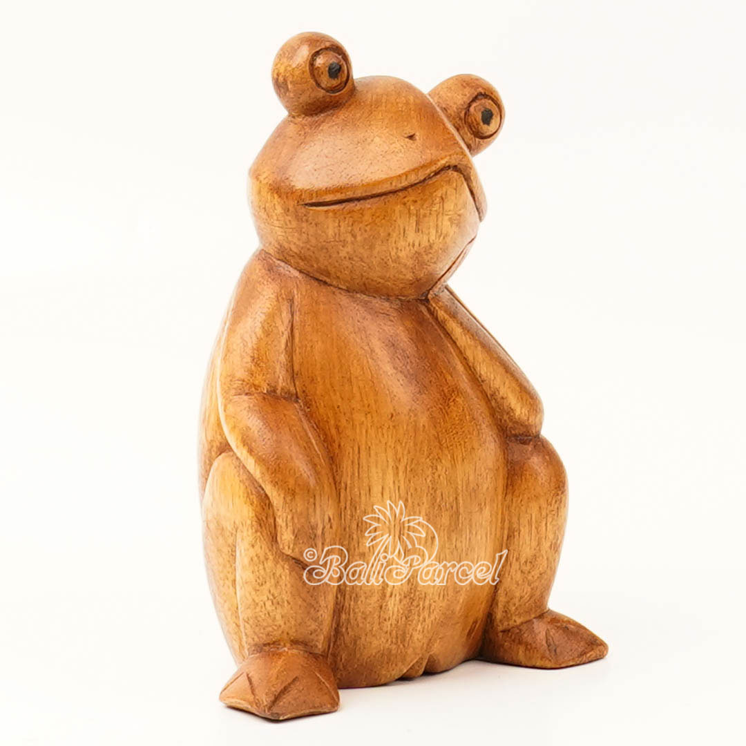 Wooden Dreamy Frog, Handmade From Pinus Wood