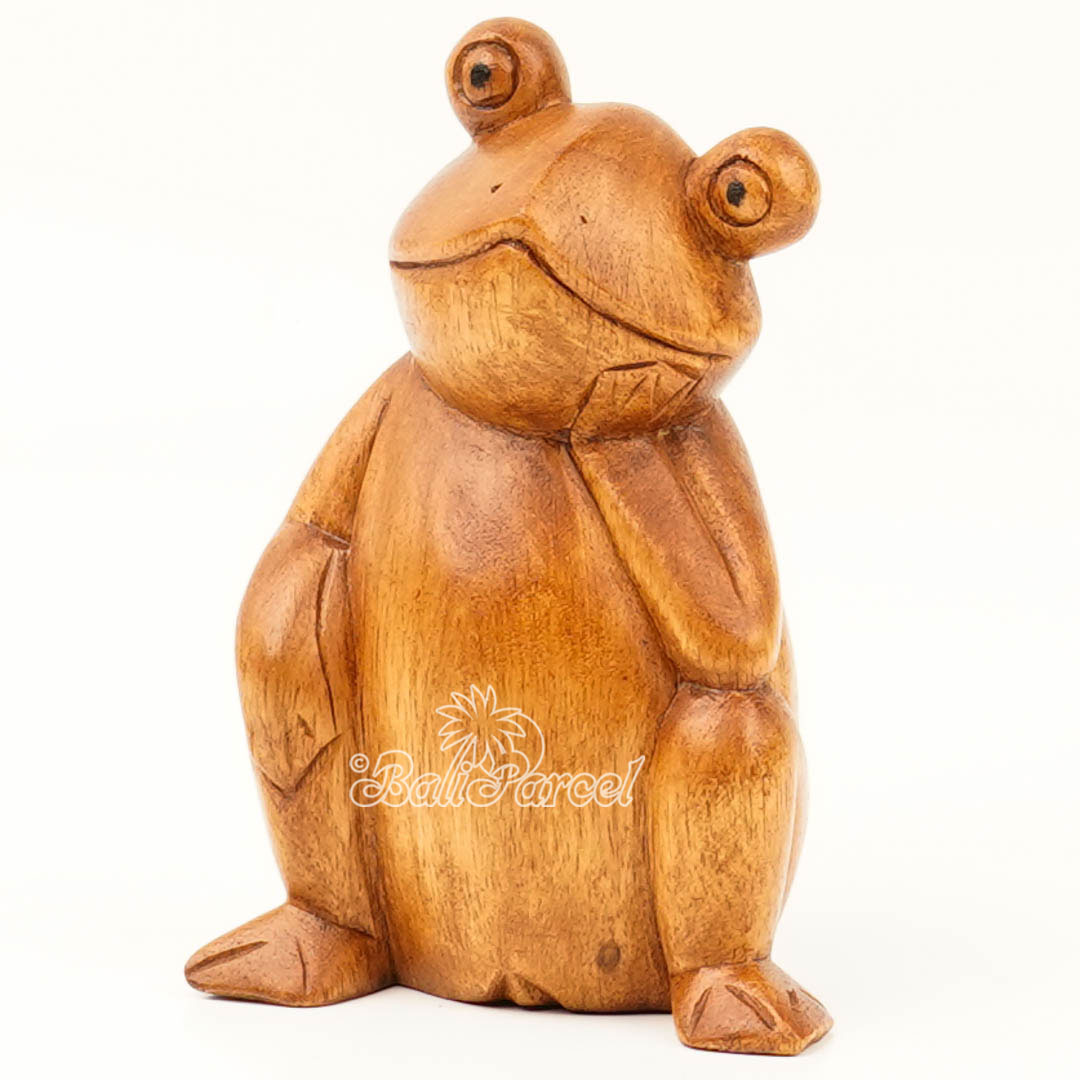 Wooden Dreamy Frog, Handmade From Pinus Wood