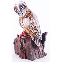 Wooden Owl With Painted, Handmade From Albesia Wood