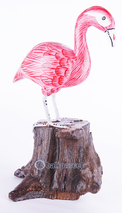 Wooden Flamingo With Painted, Handmade From Albesia Wood