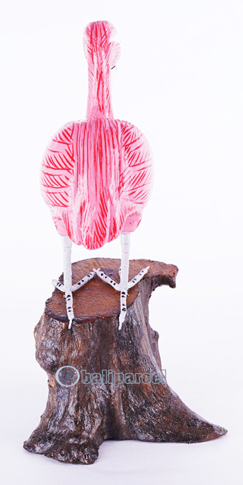 Wooden Flamingo With Painted, Handmade From Albesia Wood