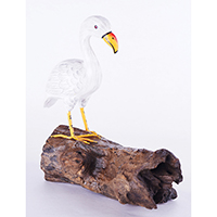 Wooden Flamingo With Painted, Handmade From Albesia Wood