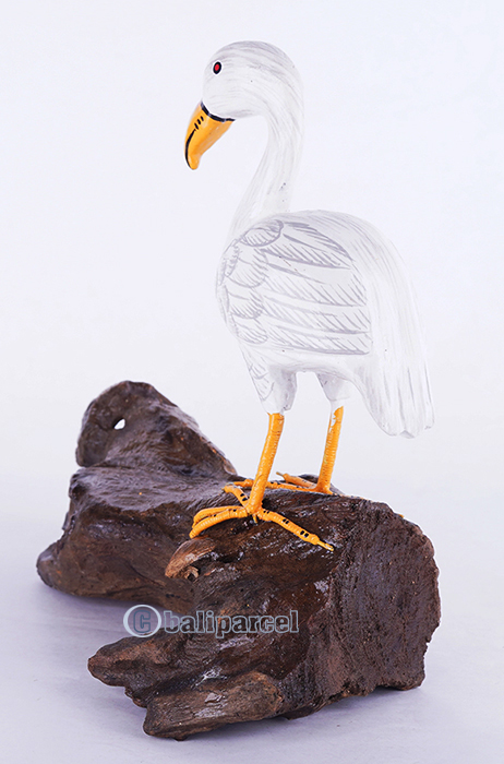 Wooden Flamingo With Painted, Handmade From Albesia Wood