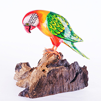 Wooden Parrot Bird With Painted, Handmade From Albesia Wood