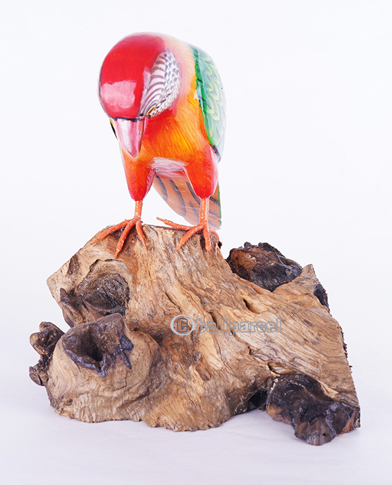 Wooden Parrot Bird With Painted, Handmade From Albesia Wood