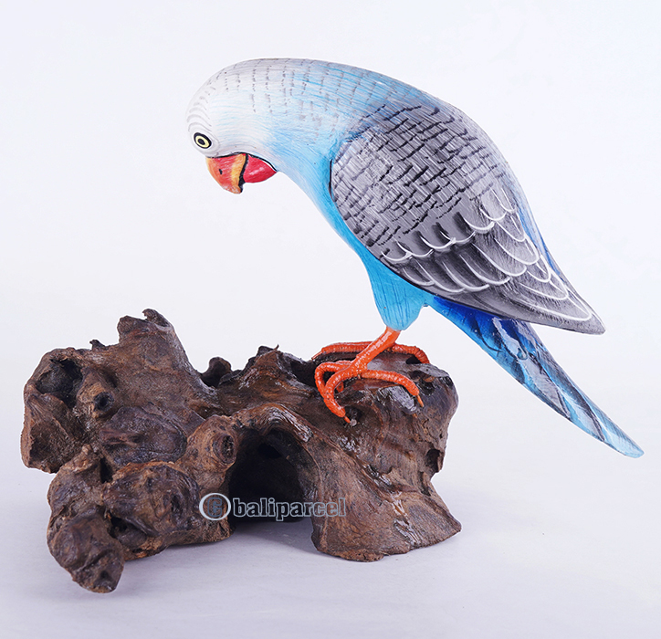 Wooden Parrot Bird With Painted, Handmade From Albesia Wood