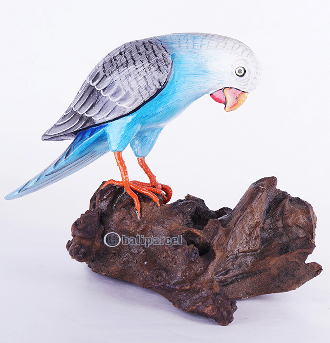 Wooden Parrot Bird With Painted, Handmade From Albesia Wood