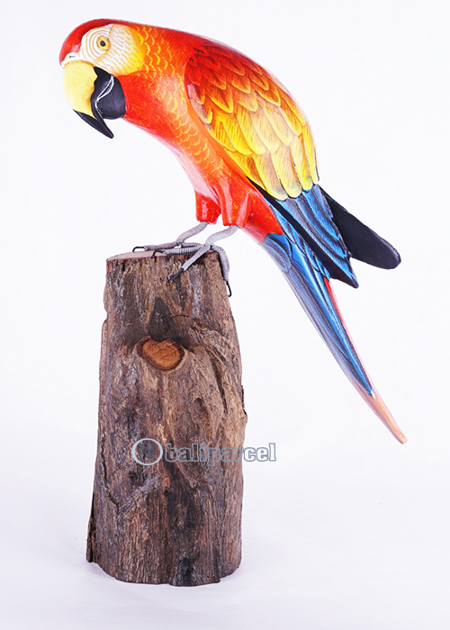 Wooden Parrot Bird With Painted, Handmade From Albesia Wood