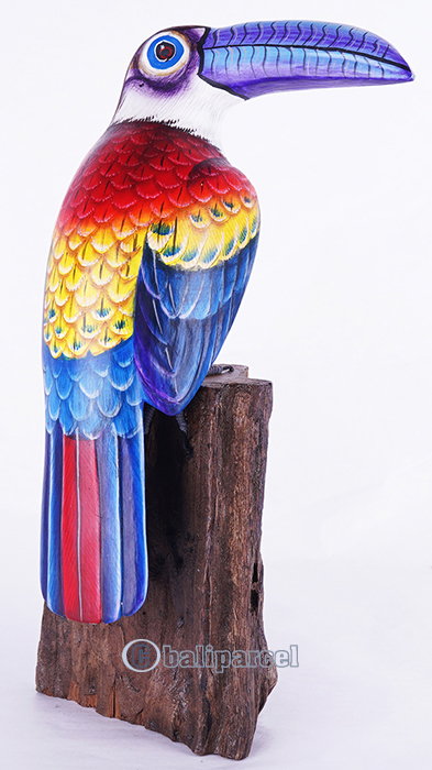 Wooden Toucan Bird With Painted, Handmade From Albesia Wood