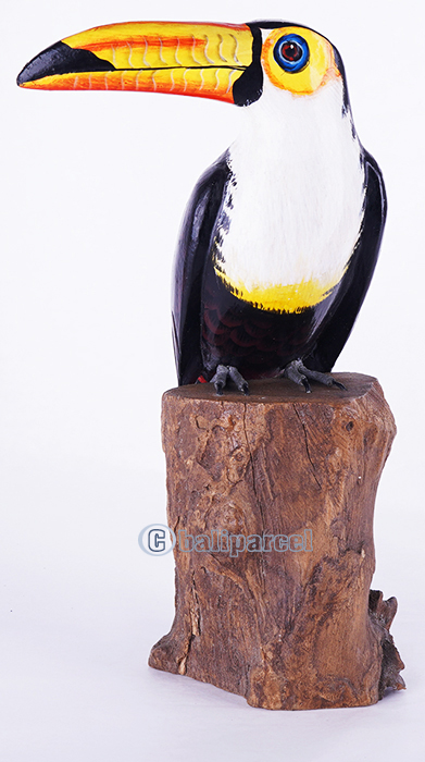 Wooden Toucan Bird With Painted, Handmade From Albesia Wood